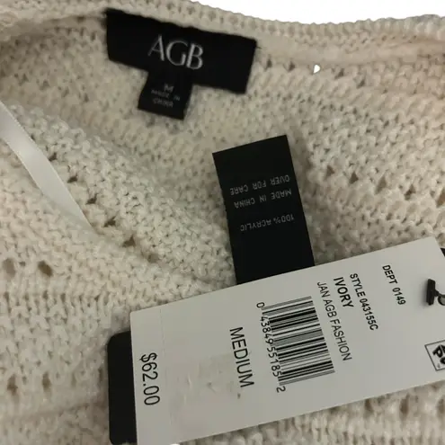 AGB Knitted Vest Ivory NWT SZ MED Oversized Open Weave Office Chic Boho Preppy