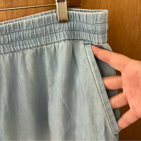 Garnet Hill Pull-On Wide Leg Chambray Pants. Size XL.