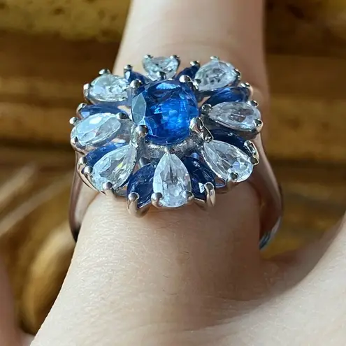 Natural Kyanite Sterling Silver Cocktail Ring Size 7