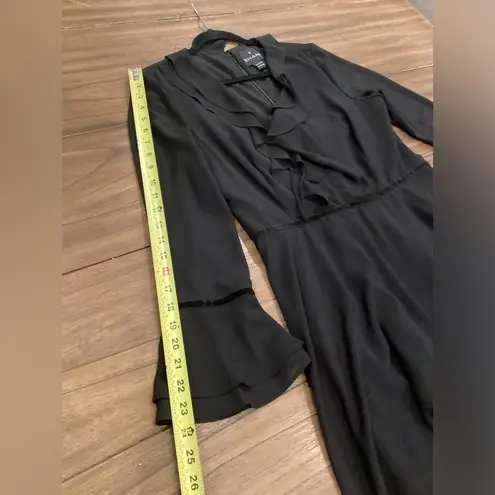 Shani Collection Ruffle Asymmetrical Long Sleeve Midi Dress Hanky Hem Black Med Size 8