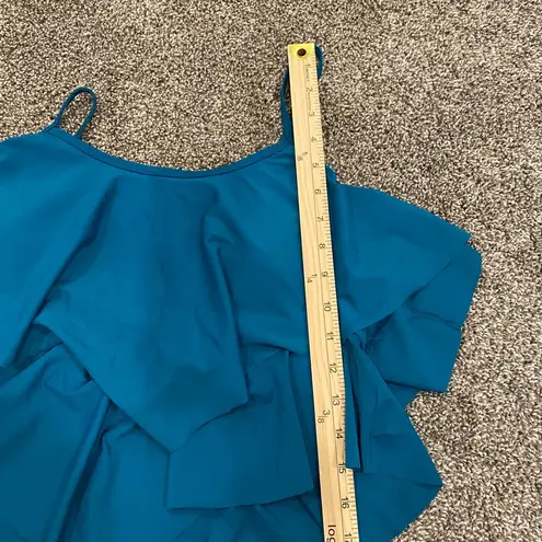 American Trends High Tankini Swimsuit for Women Flounce Top Bathing Suit Top Blue Size 12