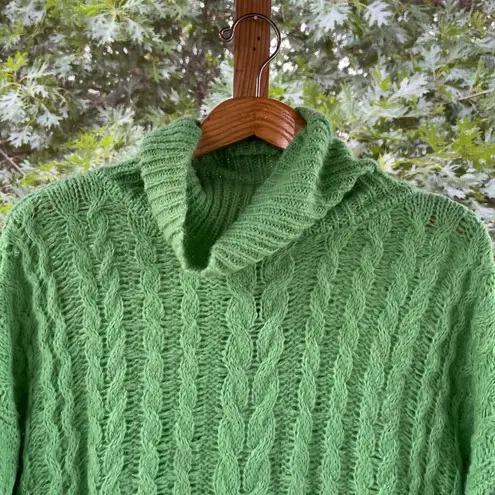 J.O.A. Just One Answer Women's Green Cable Knit Turtleneck Sweater Size L Size L