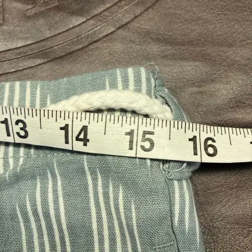 DIP Womens Green White Linen Blend Pants Medium Rope Belt Boho Casual