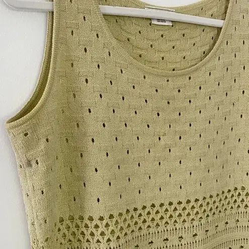 St. John Sport Vintage Y2K Wool Pointelle Knit Top Sage Green Size L