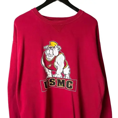 Vintage 90s Big Cotton Gear for Sports Red USMC Bulldog Sweatshirt Medium