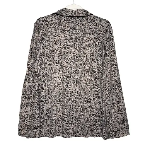 Alfani Intimates Leopard Long Sleeve Button Down Pajama Top & Bottoms Set XL Pjs