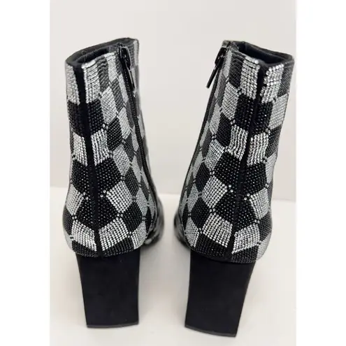 Wild Pair Boots Size 6 Checkered Pointed Toe Rhinestones High Heel Booties NEW