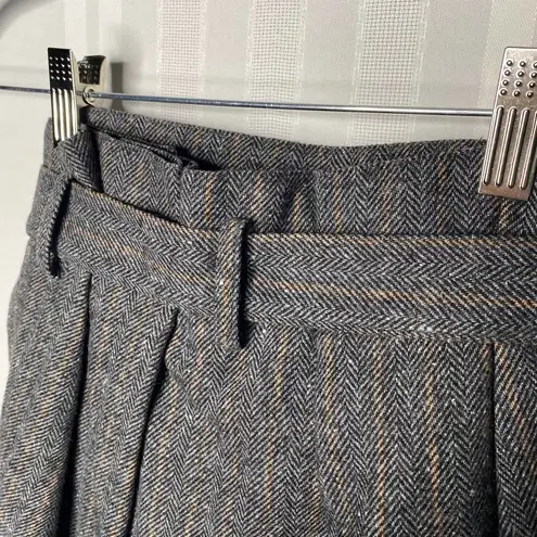 Ulla Johnson Leo Wool Blend Herringbone Belted Paperbag Waist Mini Skirt Size 0