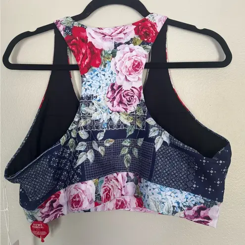Johnny Was Bee Active Rose Patch Cross Hem Sports Bra athletic boho Size XXL