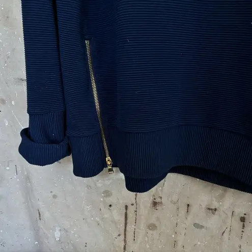 Addison Bay Active Rib Zip Everyday Crewneck Sweatshirt Blue Size XL