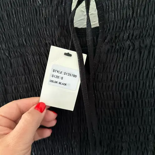 idem Ditto Black Ruffled Bodycon Dress with Bishop Sleeves