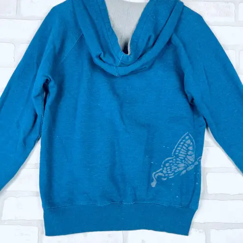 Cocoa Authentic Vintage Blue Butterfly Graphic Hoodie Sweatshirt M/L Size L