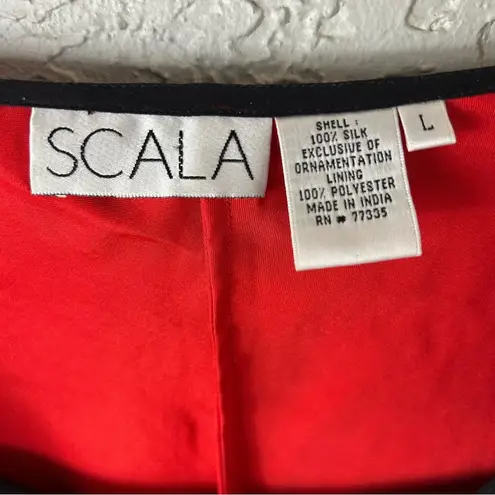 Scala Vintage 90’s Beaded Silk Flowy Long Sleeve Blouse Goth Whimsigoth Size L