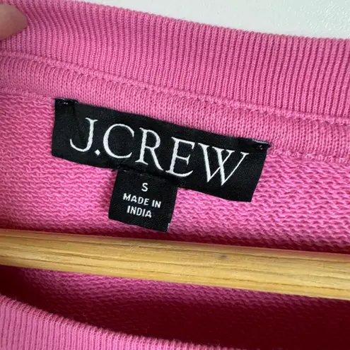 J Crew Terry Puff Sleeve Sweatshirt Small Pink Short Sleeve Crew Neck Pullover Pink