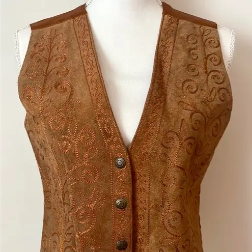 90s Vintage Western Leather Vest Tan