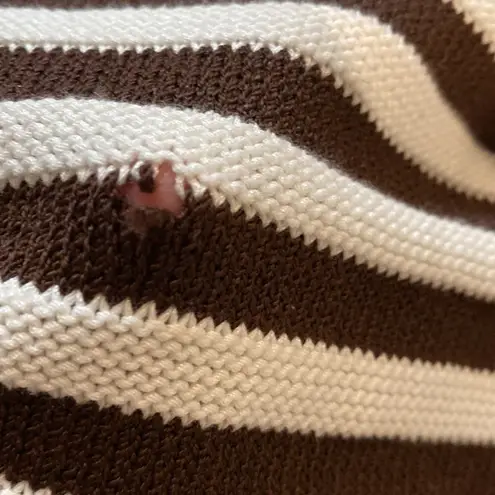 St. John Sport Women’s Brown & White Striped Cropped Knit Sweater Sz Sm