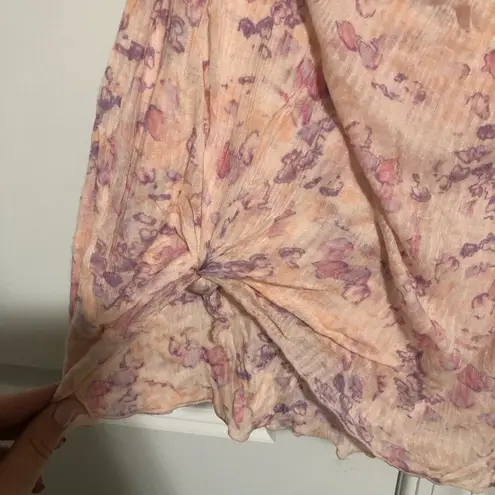 Free People  Pink Floral Sheer Tank Top