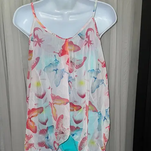 Vibrant Blue Bandeau Bikini Set with Cover Up 3 piece set Size M