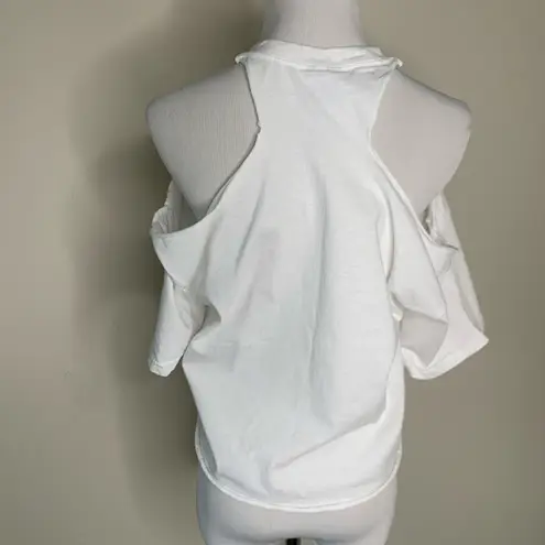 Mizzou White T Cold Shoulder T Shirt Sz Medium