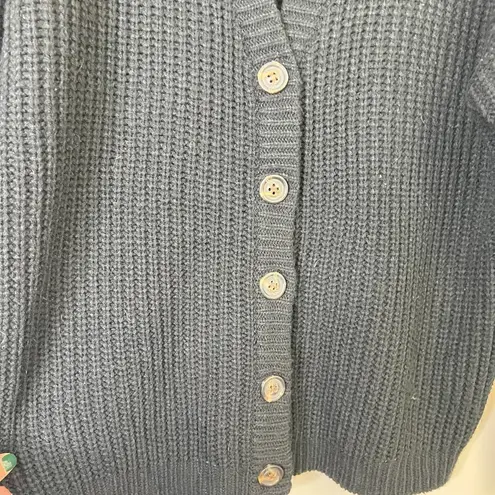 John + Jenn Chunky Knit Button Front Grandpa Style Tight Sleeve Cardigan Sweater