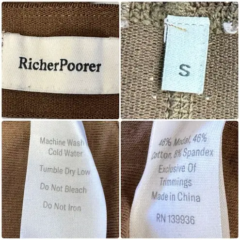 RICHER POORER Scoop Cutout Bralette Java Brown Sports Bra Crop Top Size S