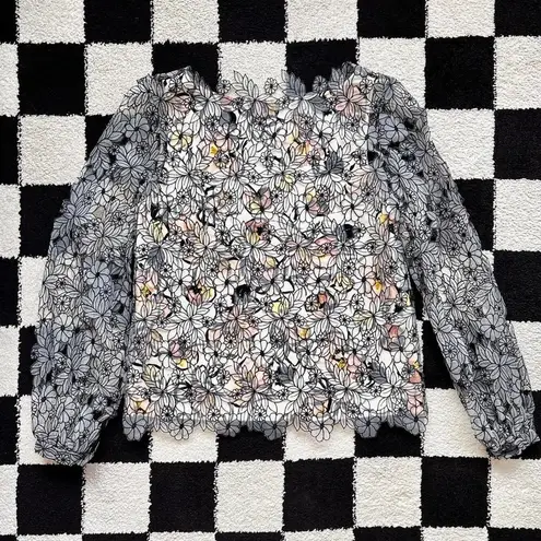 Badgley Mischka Floral Lace Long Sleeve Top 4