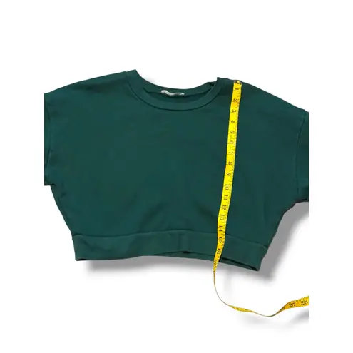 Reformation Green Cropped Sweatshirt Crewneck Organic Cotton USA Medium Casual