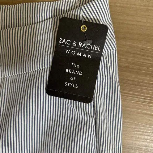 Zac & Rachel 2X Blue White Striped Pullon Ankle Pants with Millennium Fabric Size XXL