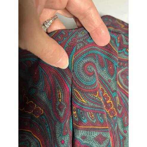 Ellen Tracy Vintage Silk Paisley Blouse Linda Allard Drop Shoulder 80s 90s