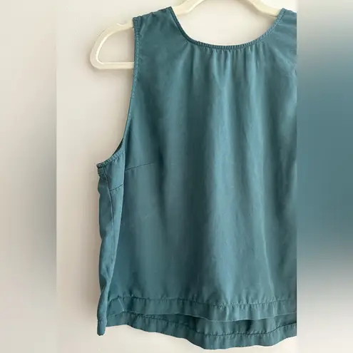 Loft  Dusty Teal Smocked Back Tank Top, Size Medium
