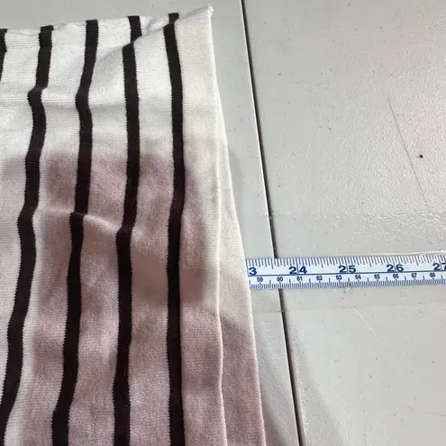 J. McLaughlin XS Striped Sweater Cotton Modal Soft White Chocolate Brown LS