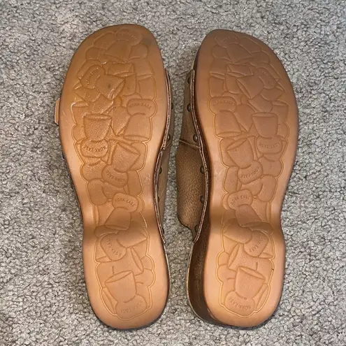 Kork-Ease Saffron Slide Leather Sandal Cork Woodgrain Brown Terra 8