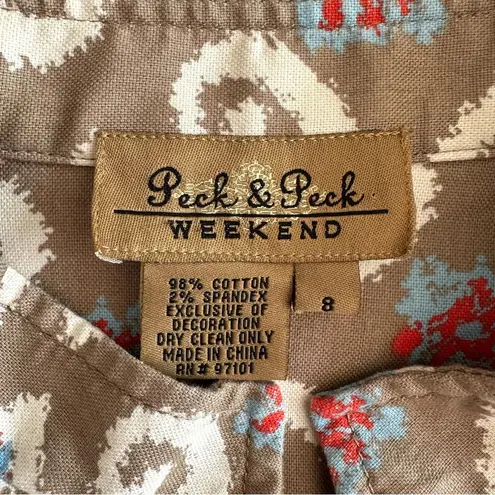 Peck & Peck Weekend Zip Up Beaded Southwestern Print Jacket Size 8