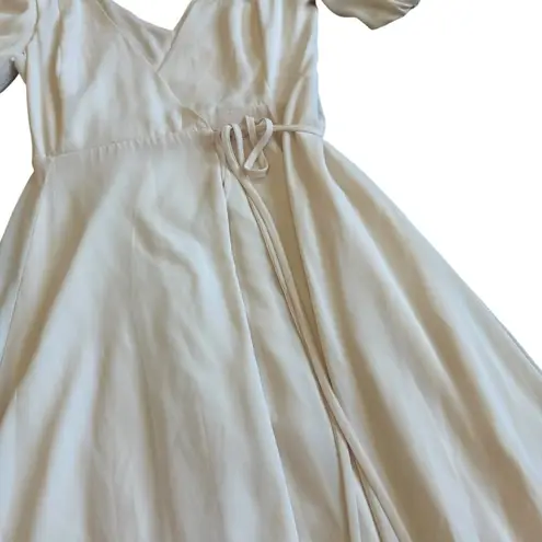 Fame and Partners Cream Wrap Dress Gown Maxi Long Chiffon Flowy Size 0 Women's