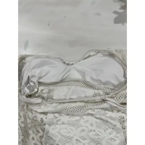 Becca 2 Crochet Tankini Swim Tops V Neck Removable Pads Black White Size M and D