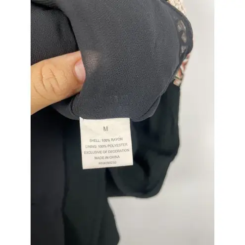 House of Harlow 1960 June Embroidered Black Gauze Boho Mini Dress Size Medium