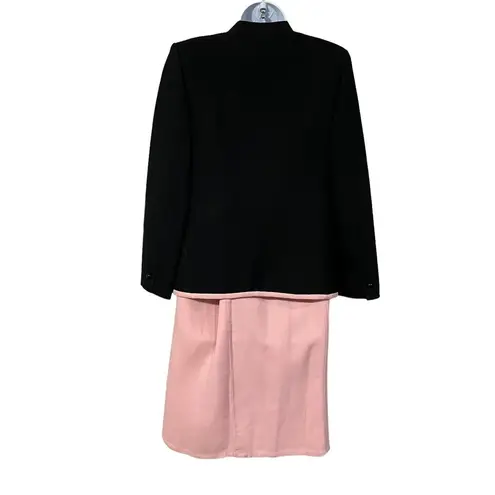 Andre Laug Size 10 2 Piece Suit Designer Black Pink Trim Single Buttons Designer