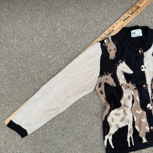 Christopher & Banks Y2K Giraffe Neutral Tone Cardigan Knit Sweater SMALL