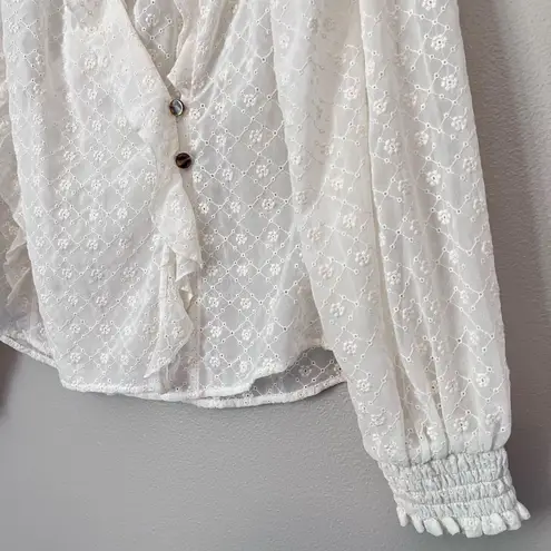 Maeve Anthropologie Laila Romantic Ruffled Eyelet Lace Wrap Blouse 14
