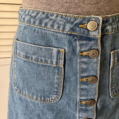 Brandy Melville  Denim Button Up Blue Jean Skirt
