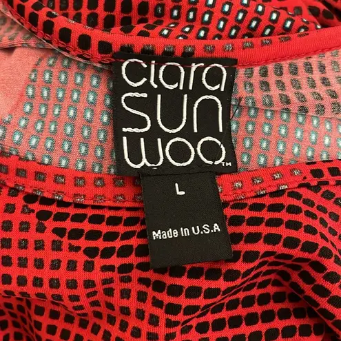 Clara Sunwoo Tunic Black Red Tie Twist Front Womens Size Large