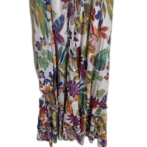 In April 1986 Dress Womens Small Medium Floral Maxi Boho Sundress Lined colorful White