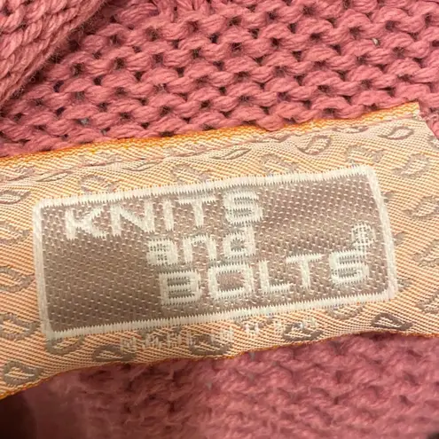 Vintage 90s Pink Heart Fair Isle Sweater Oversized L Roll Neck Cottage Core Size L