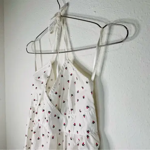 H&M Divided by  White with Floral Pattern Y2K Casual Cool Halter Top Dress Size 8