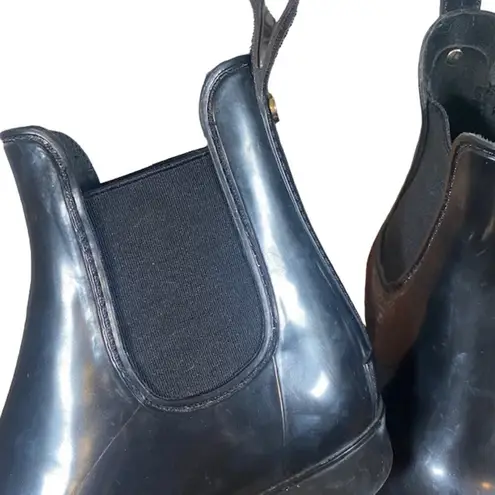 Sam Edelman  Black Tinsley Short Gloss Ankle Rain Winter Boots Women Sz 6