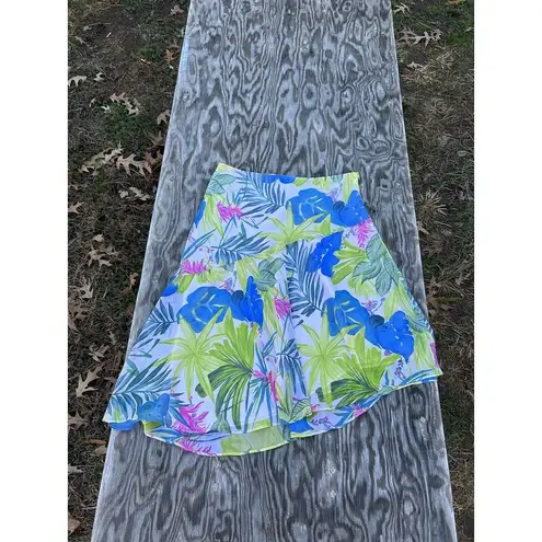 Nine & Co. Asymmetric Floral lined Skirt SZ 14 Palm Leaf Spring Summer