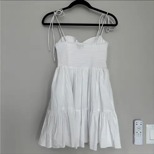 Staud Landry Smocked Bustier Minidress Size Medium White