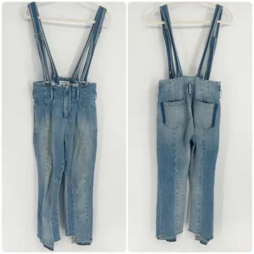 frame denim FRAME‎ Womens Skyline Mix Denim Le Overalls Suspender Raw Hem Jeans Size 25 - Image 2