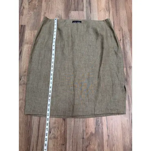Ellen Tracy Linda Allard 100% Linen Pencil Skirt Khaki Size 16
