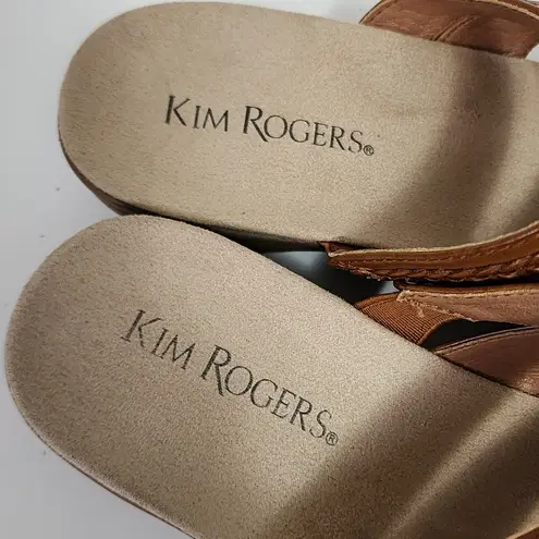 kim rogers Kim Roger Domina Chestnut Faux Leather Braided Slide Sandals Size 8